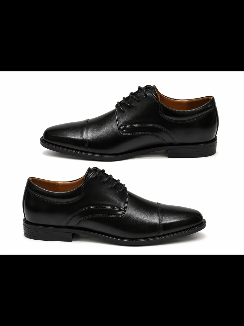 Nunn Bush Black Leather Cap-Toe Derby Shoes
